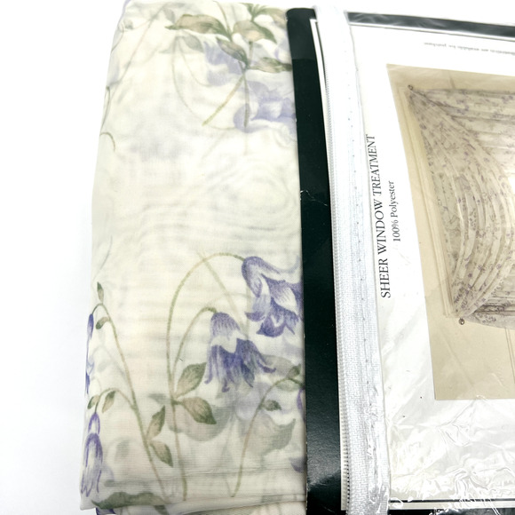 Vintage Laura Ashley Periwinkle Floral Sheer Scarf Valance 216 x 56 - Picture 5 of 6